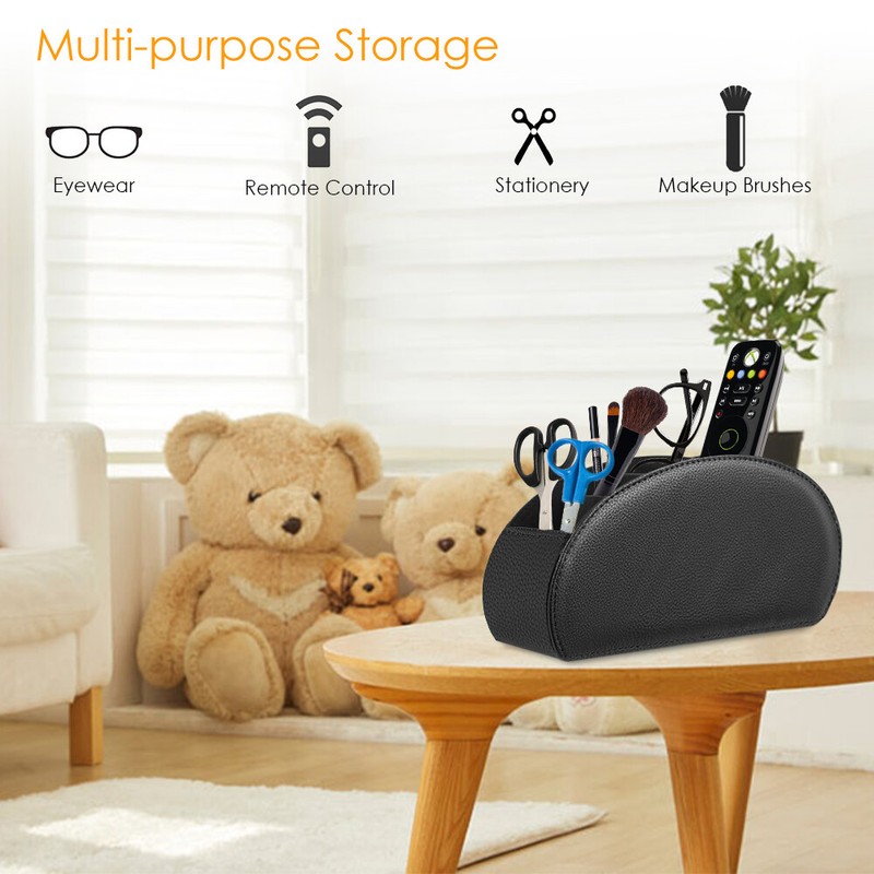 [5 Compartments] Black Remote Control Holder TV Remote Caddy Desktop Organizer gallery