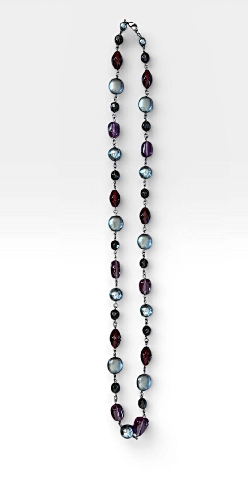 Multicolor Beaded Necklace Purple Gray Red Long Fashion Necklace gallery