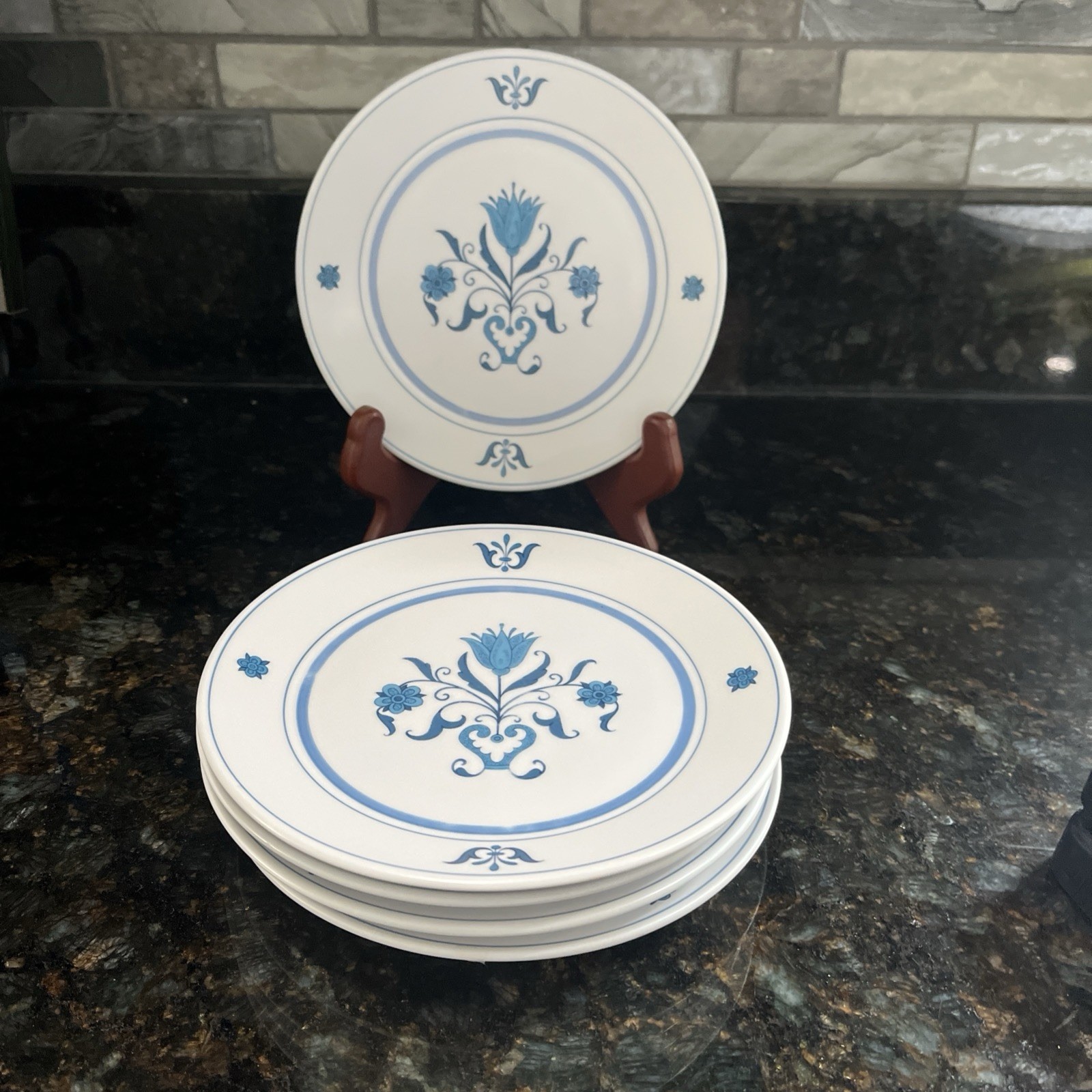 Noritake Progression Blue Haven 6" Saucers Set of 6 China Floral Blue White gallery