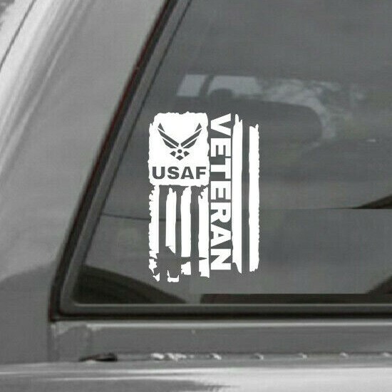 DISTRESSED USAF UNITED STATES AIR FORCE FLAG VETERAN DECAL STICKER gallery