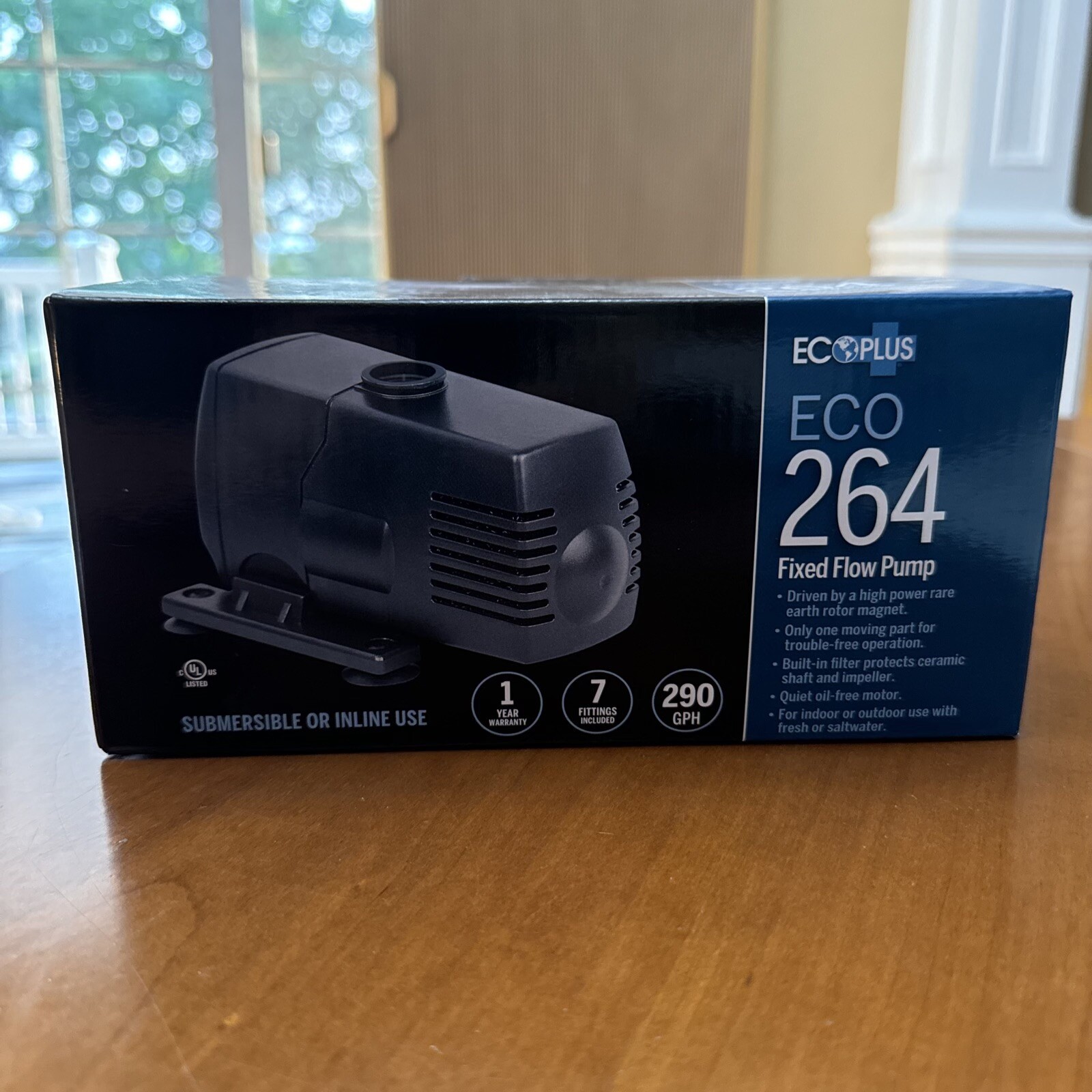 EcoPlus Eco 264 Fixed Flow Submersible/Inline Pump 290 GPH - Black (HGC728305) gallery