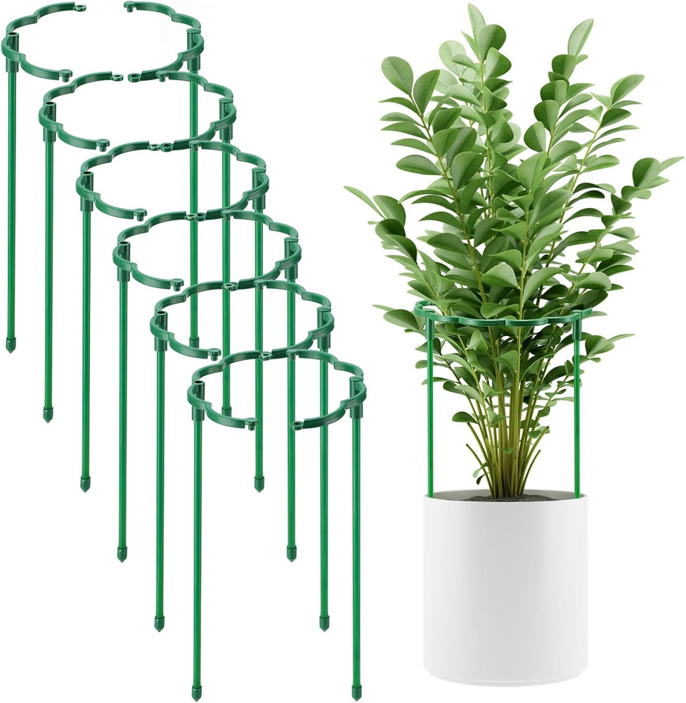 12 Pack Plant Support Stakes Sets - Versatile Plant Cages, Stackable Garden Flow