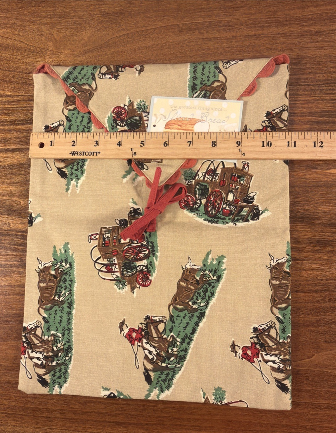 NWT Moda Reusable Cotton Bread Bag Cowboy Western Kitchen Decor Cotton Blend gallery