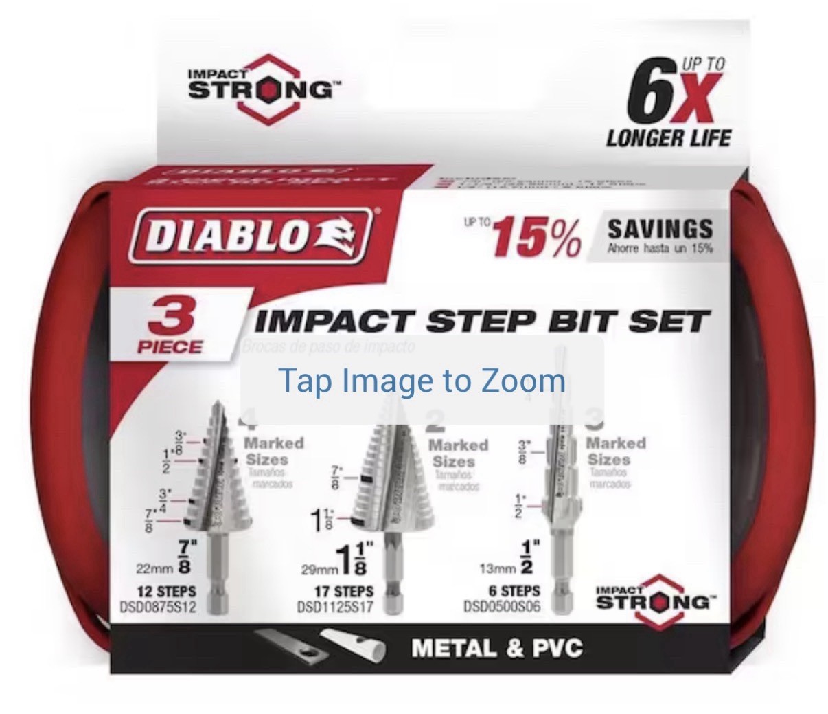 Diablo Impact Step Bit Set 3-Piece | Up to 6X Life | Metal & PVC | DSD0875 gallery