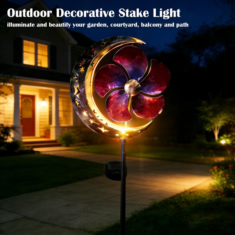 Solar Moon Windmill Lights Waterproof Outdoor Decorative Garden Stakes gallery