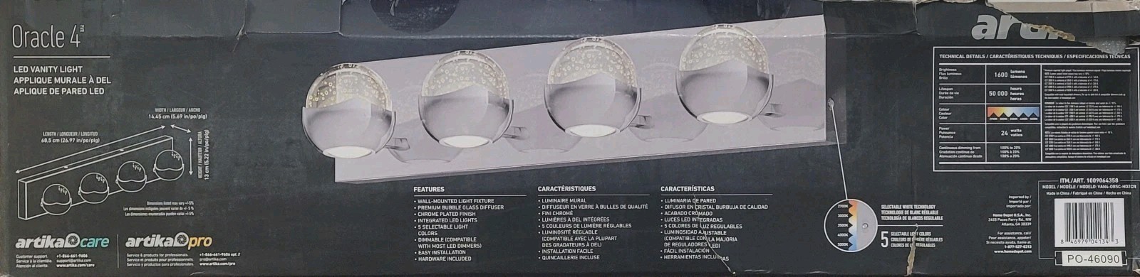 Artika Oracle 4 - 27" 4-Light Chrome LED Vanity Light 5 CCT - Dimmable NEW gallery