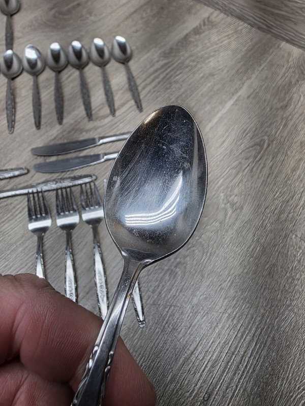 Stylecraft T&N SYF2 Single Rose Pattern Stainless Steele Flatware 24 piece Set gallery