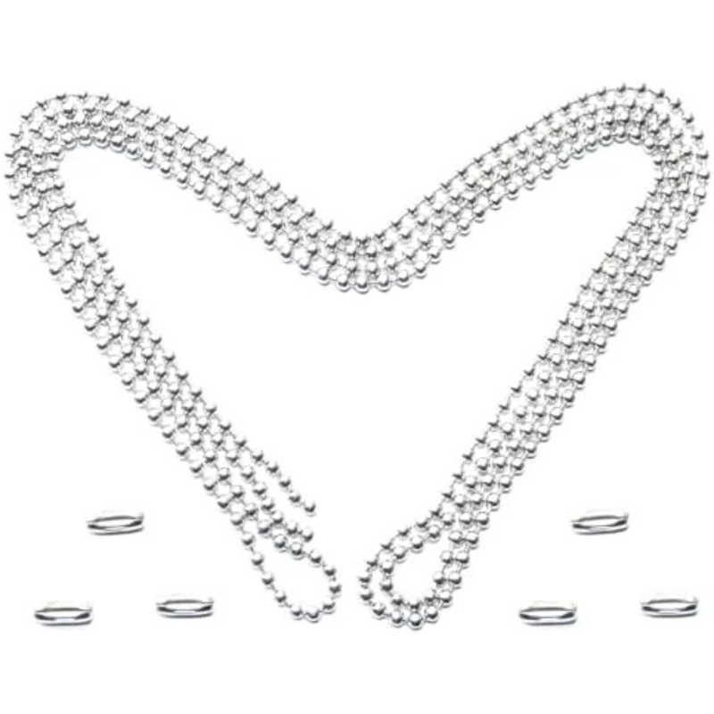 60 In Ceiling Fan Pull Chain Extension Silver 3mm Stainless Steel Ball Chain Set gallery
