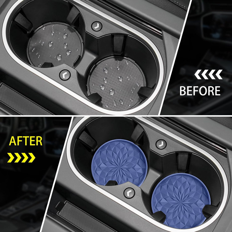 Car Coasters for Cup Holders [4 Pack] - 2.75In Silicone Auto Mug Mats - Universa gallery