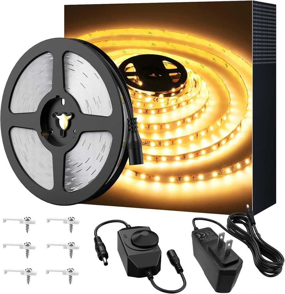 Warm LED Strip Lights,16.4ft Dimmable Strip Lighting,3000K 5m 12v Tape Light,...
