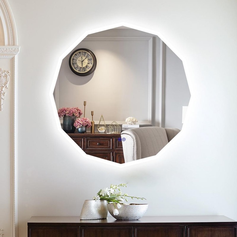 CHLOE Lighting LUMINOSITY Back Lit Dodecagon TouchScreen LED Mirror 3 Color... gallery