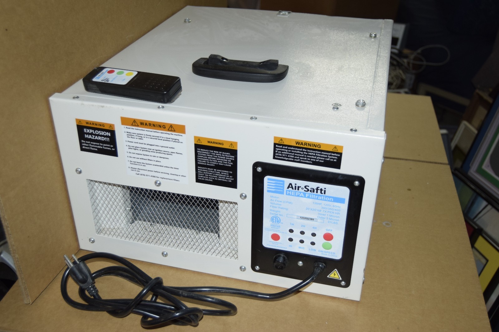 Air-Safti AS1200 High Performance HEPA Filtration with Remote **TESTED** gallery