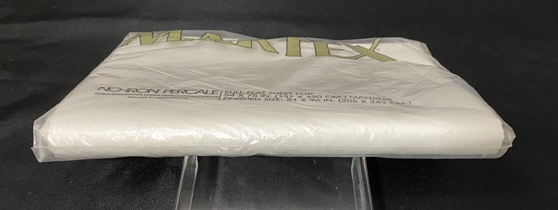 Vintage 70s Martex White Full Flat Sheet NOS NIP No-Iron Percale 81x96" UNOPENED gallery