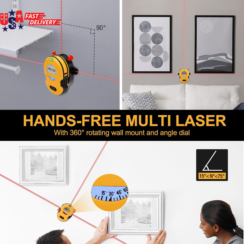 Multi Surface Laser Level LED Light Vial, 30Ft Horizontal & Vertical Line Laser gallery