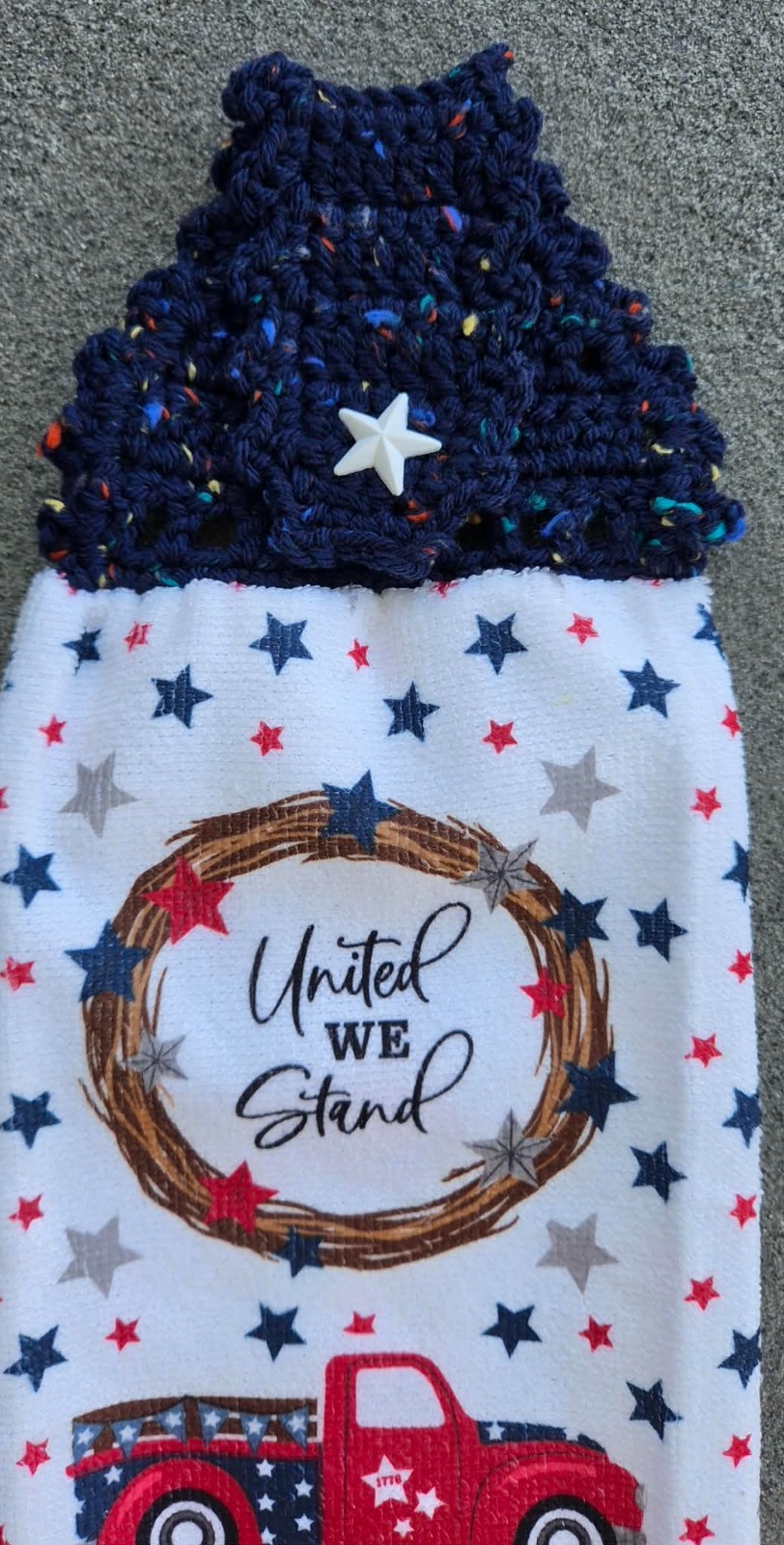 Patriotic Hanging Hand Towel, Red Pickup United We Stand Independence Day Wreath gallery