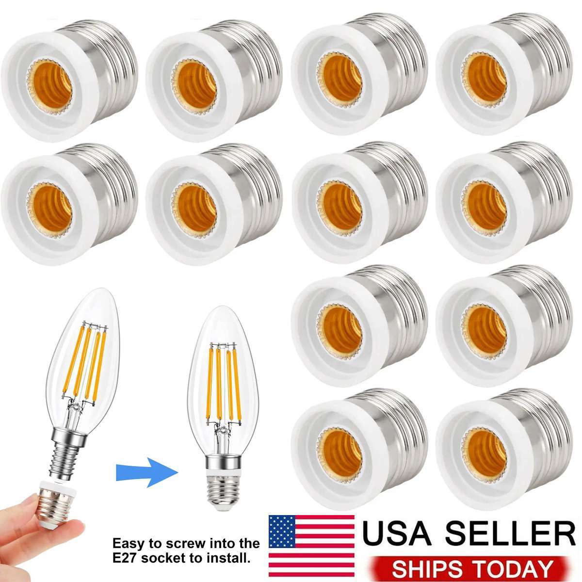 US Light Bulb Socket Adapter Medium Base E26 E27 to E12 Candelabra Screw Reducer gallery