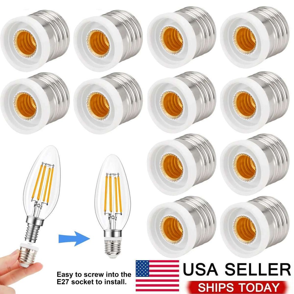US Light Bulb Socket Adapter Medium Base E26 E27 to E12 Candelabra Screw Reducer