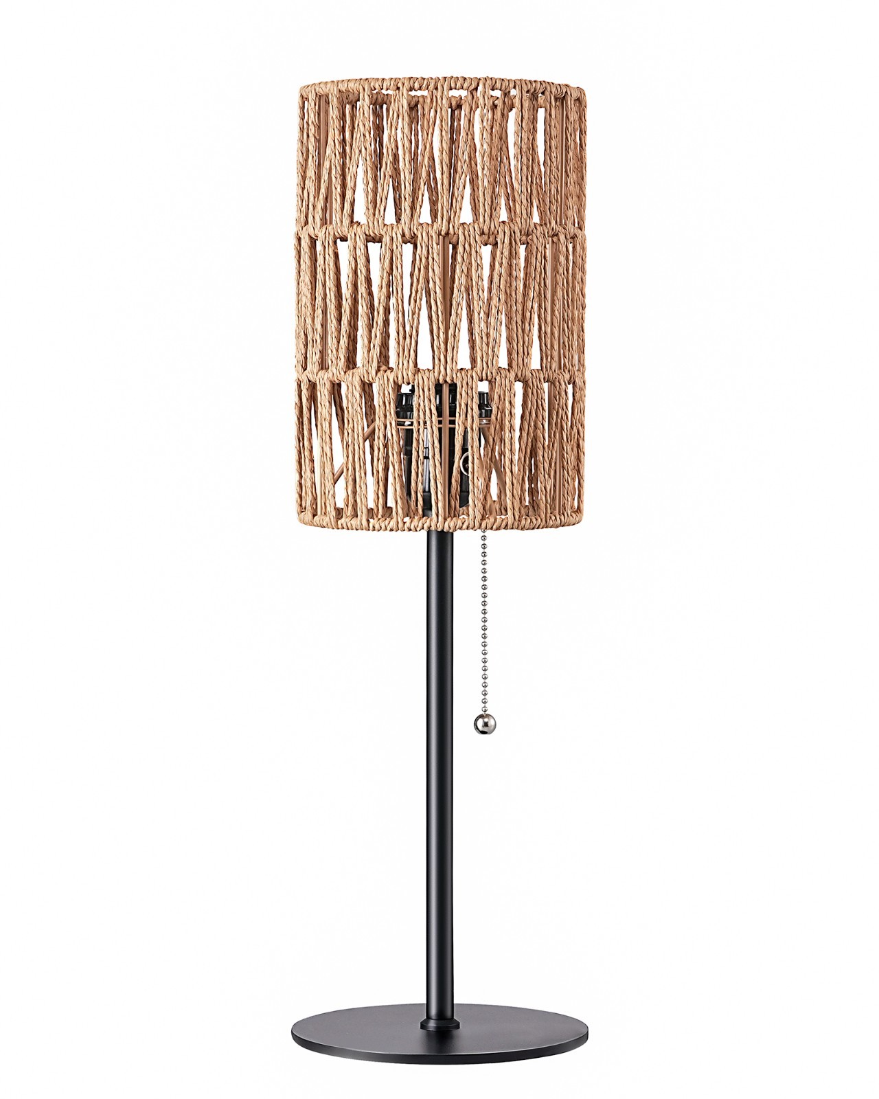 EDISHINE Rattan Table Lamp, Boho Nightstand Lamp with Pull Chain, E26 Socket gallery