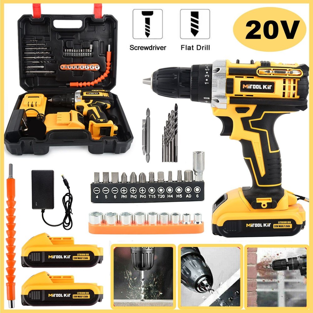 Cordless Drill Driver Kit, 20V MAX ELECTRIC SCREWDRIVER Compact Drill 3 in 1 Set