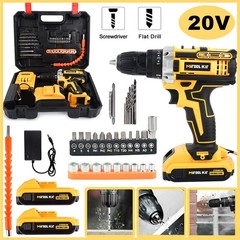 Cordless Drill Driver Kit, 20V MAX ELECTRIC SCREWDRIVER Compact Drill 3 in 1 Set