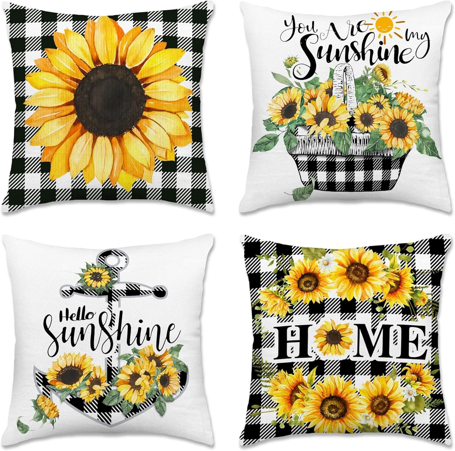 Summer Spring Pillow Covers 18X18 Set of 4, Sunflower Decor Outdoor Pillows Cove gallery