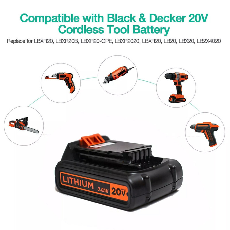 2Pack 20V Lithium-ion Battery for BLACK+DECKER 20 Volt LBXR20 LB20 LB2X2020 new gallery