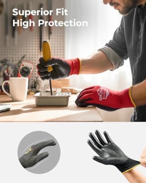 Work Gloves for Men, Ultra Thin and Lightweight X-Large Yellow (12 Pairs) gallery