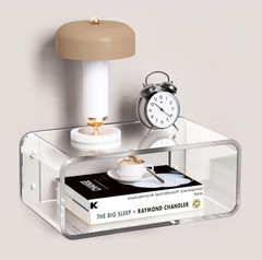 Wall-Mounted Bedside Table Acrylic Side Bookshelf Floating Nightstand Clear
