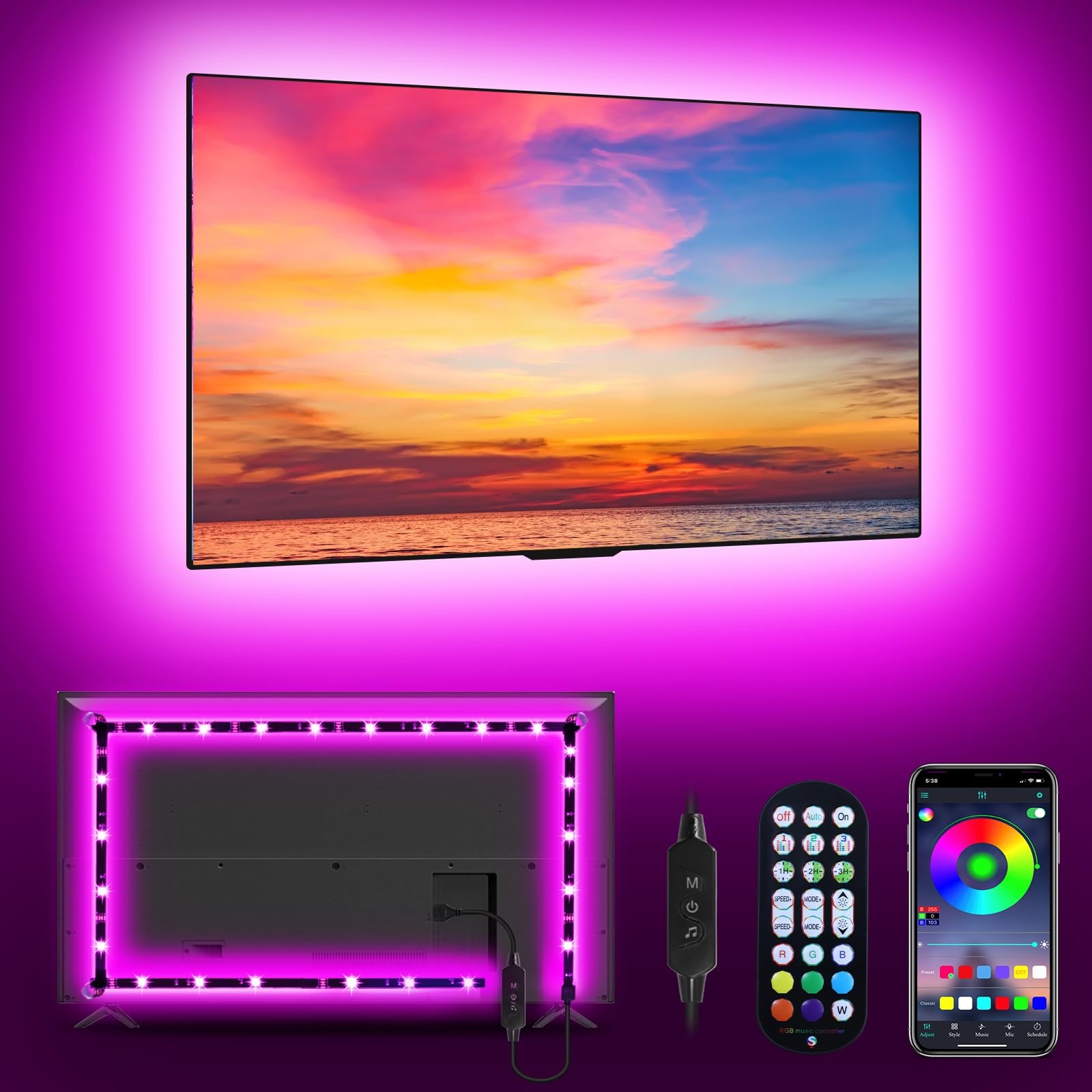 MATICOD LED Lights for TV Led Backlight, 9.84FT 32"-43" TV, Multicolor gallery