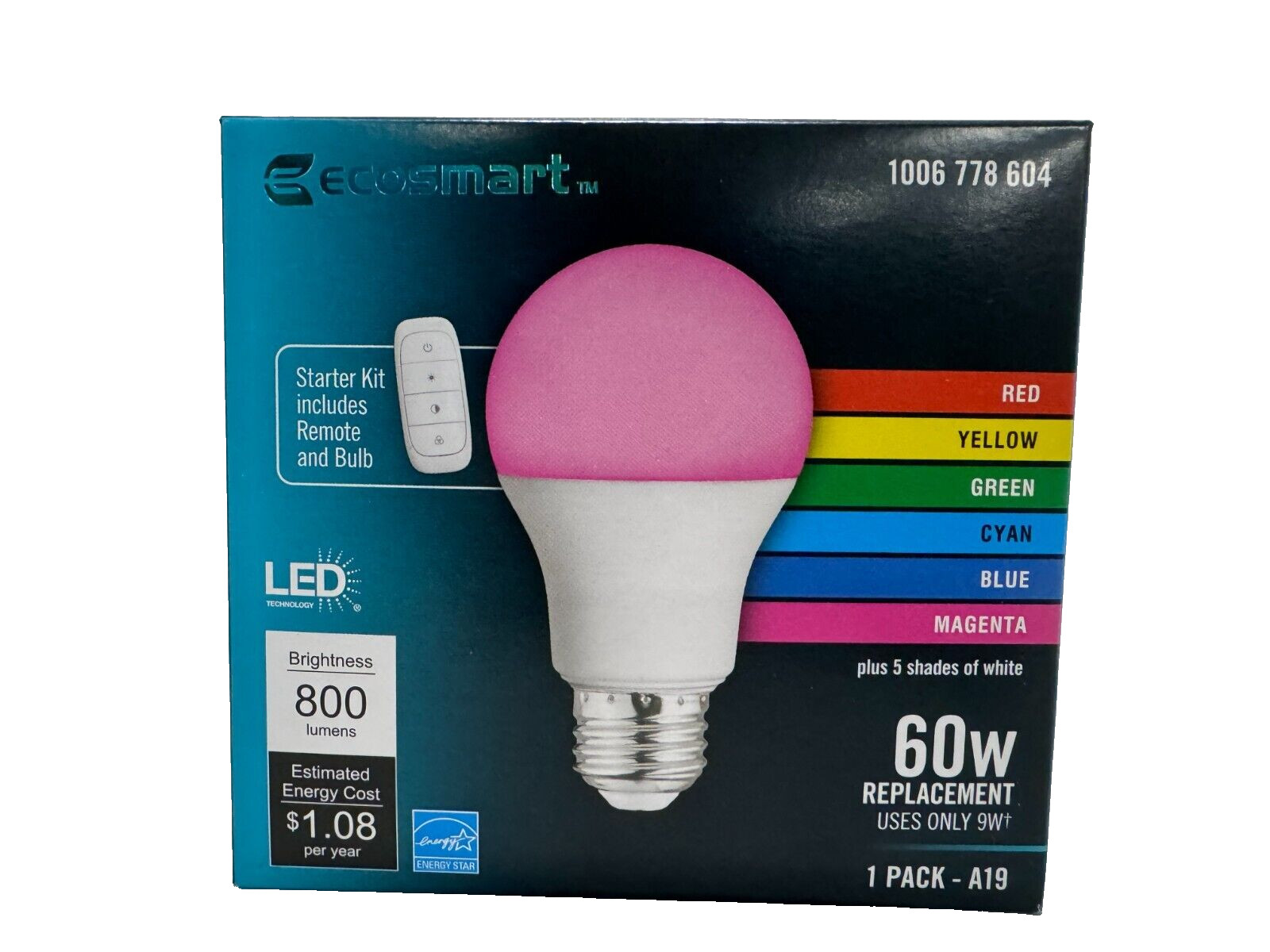 Ecosmart 60W LED Bulb, Color Changing A19 with Remote gallery