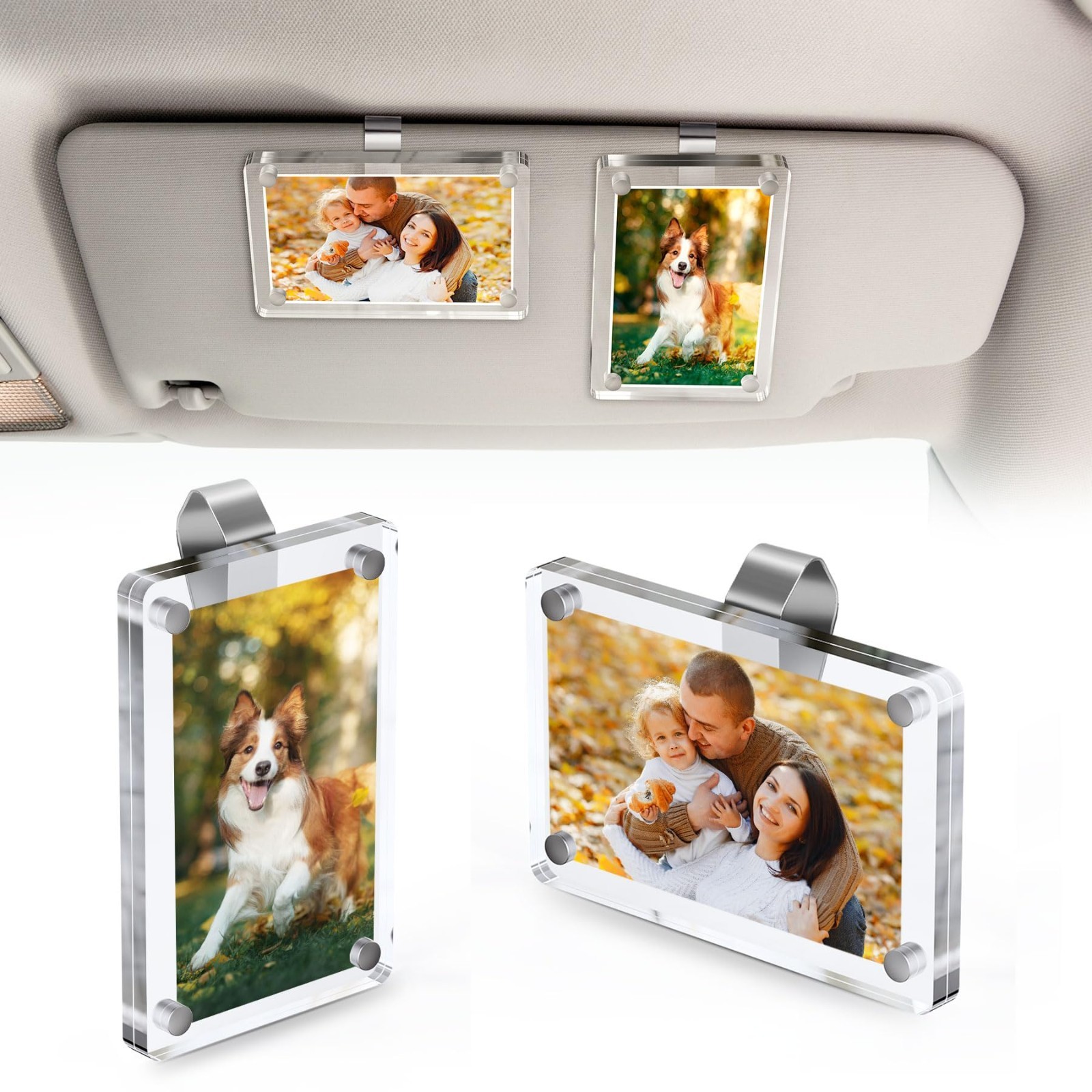 2PCS Car Sun Visor Photo Clips, Acrylic Universal Magnetic Transparent Frames. gallery