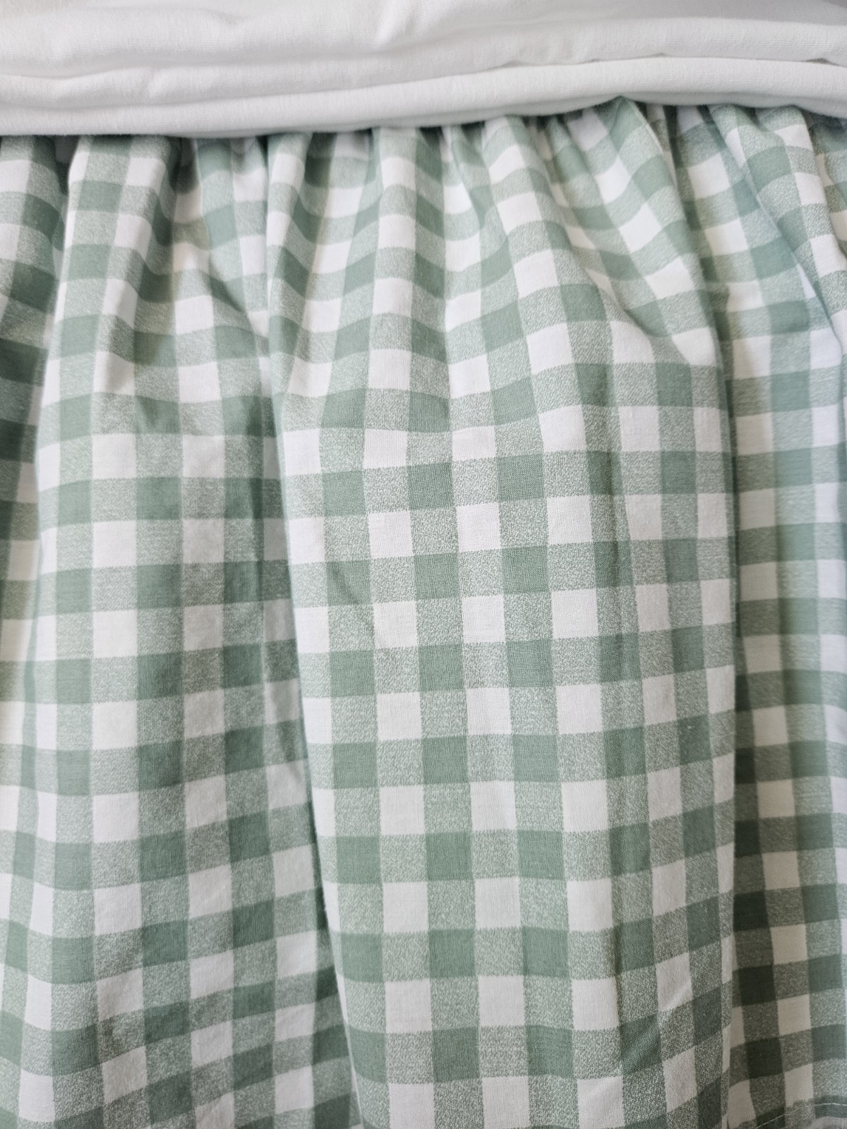 Green Gingham Check Dust Ruffle Bed Skirt Wamsutta KING 14" Drop Cottage USA gallery