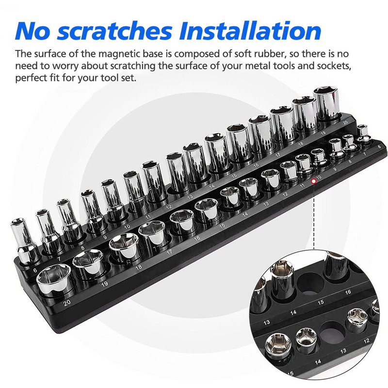 6-PACK Set Magnetic Socket Organizer Holder 1/4'' 3/8'' 1/2'' Drive SAE Metric gallery