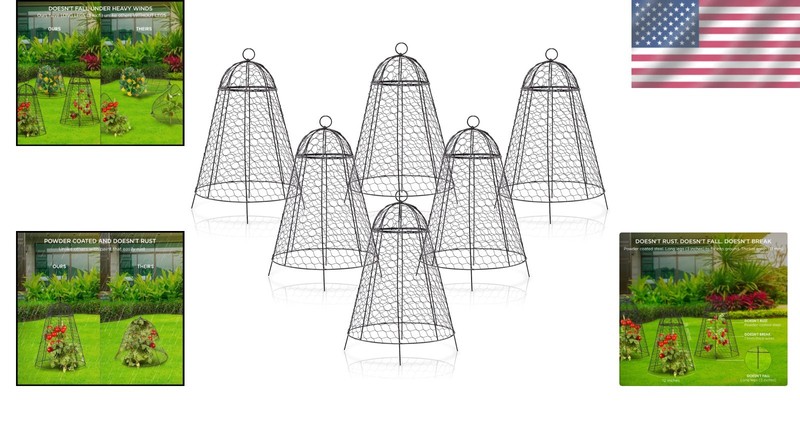 Durable Rustproof Garden Cloches for Plants - 6 Count, 12" x 20" Heavy Duty Mesh gallery