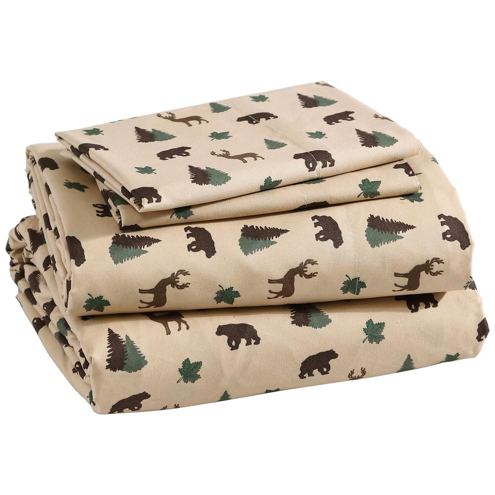 Cozy Cabin 4-Piece King Microfiber Bedding Sheet Set with Deep Pockets Rustic...