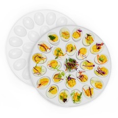 PAHTTO Deviled Egg Platter 2PACK with 24 Slot Each 12inch Diameter Portable