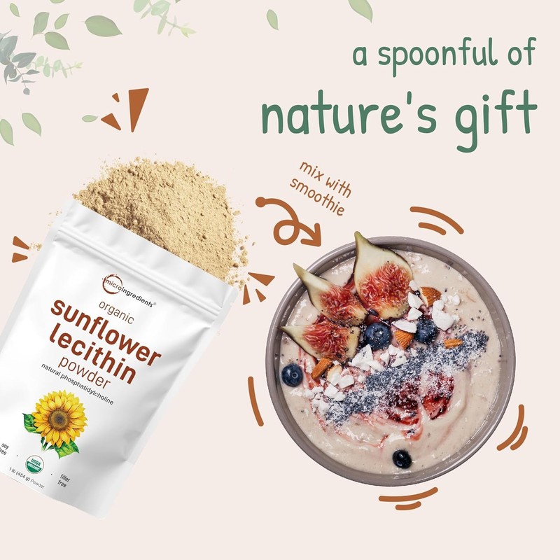 Micro Ingredients Organic Sunflower Lecithin Powder, 1 Pound, Sustainable... gallery
