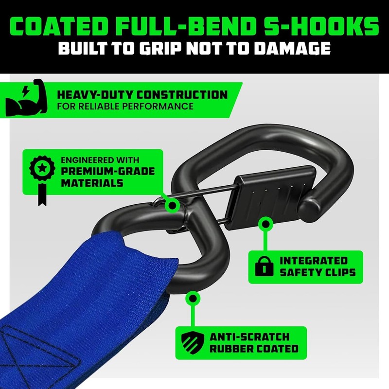 Retractable Ratchet Straps (4-Pack) - 1 Inch x 10 Feet (1,209lb Break Strength) gallery