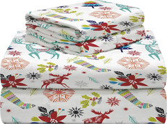 190 GSM Twin XL, Holiday Joy Sheet Set, Warm & Cozy – 100% Cotton Flannel Pre-Sh