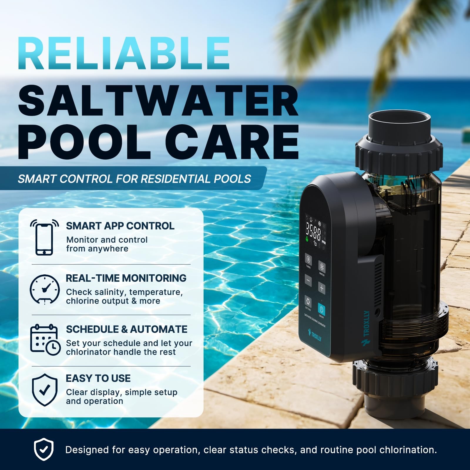 Saltwater Pool Chlorinator 40000 Gallons Smart App Control TX-30C System Cell gallery