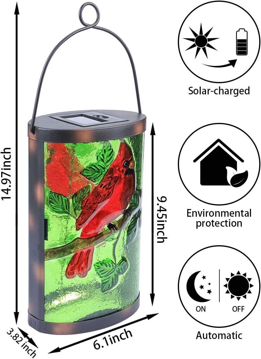 Hanging Solar Lantern Outdoor Decorative Waterproof LED Solar Cardinal Lights Ta gallery