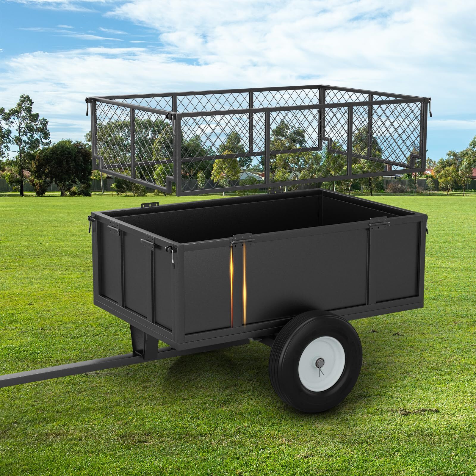 17 Cubic Feet Utility Trailer Heavy Duty ATV Trailer 750lbs Lawn Mower Trailer gallery