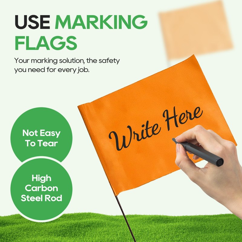 50Pack Fluorescent Orange Marking Flags Writable/15x4x5 Inch Yard Flags for Lawn gallery
