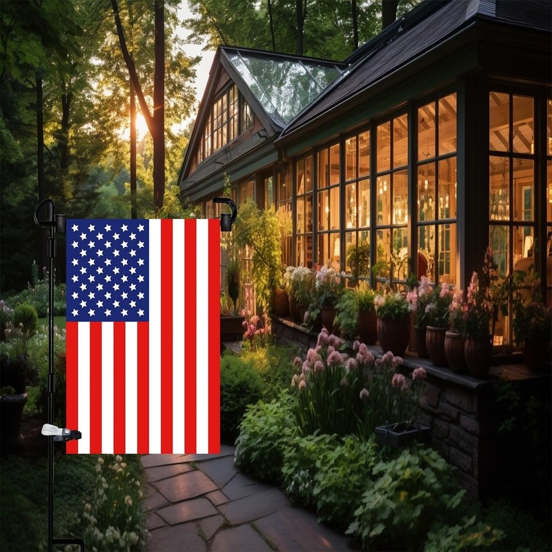 2 Pack Garden Flag Stand Holder Pole with Garden Flag Stopper and Anti-Wind Clip gallery