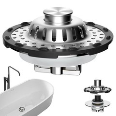 Universal Bathtub Drain Stopper – Pop-Up Hair Catcher for Tub 1.5 to 2.4″ Hole