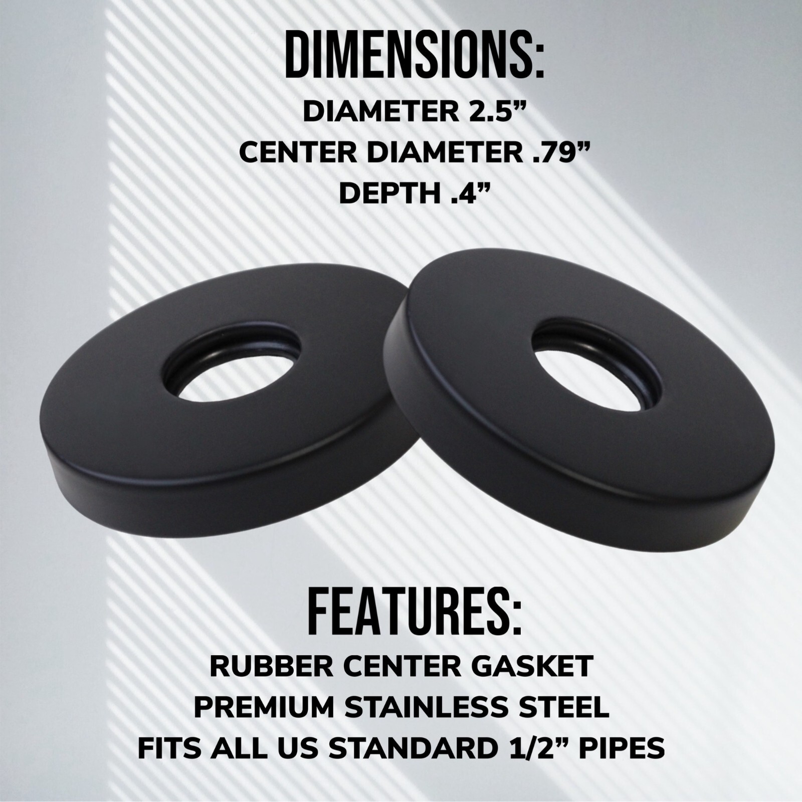2pc Shower Arm Flange 2.5” Round | Modern Universal Escutcheon Replacement Cover gallery