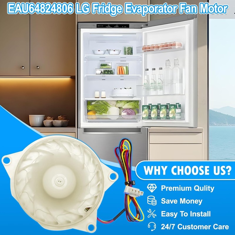 Upgraded EAU64824806 Refrigerator Evaporator Fan Motor Fit LG EAU63503706 DC12V gallery