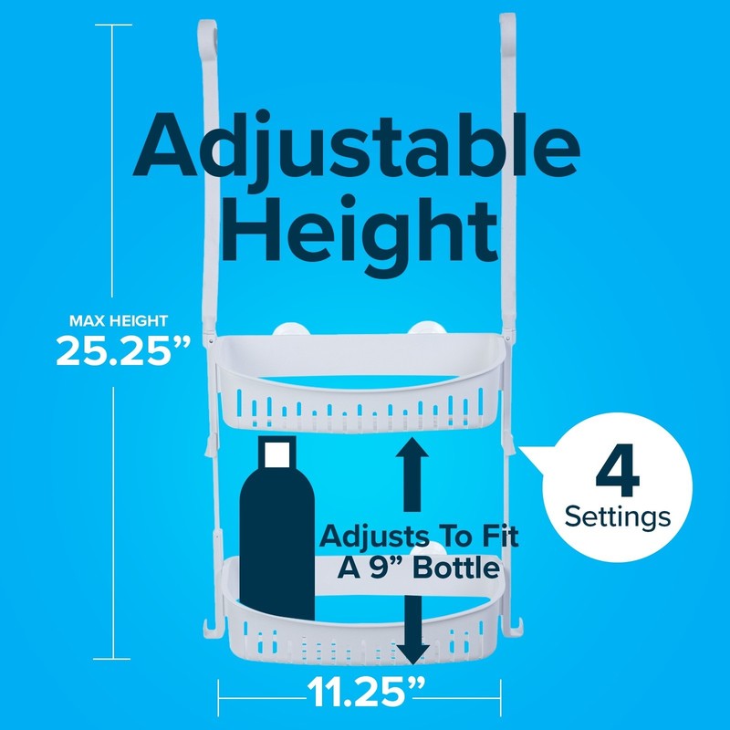 SlipX Solutions Height Adjustable Plastic Shower Caddy, Hangs Almost Anywhere gallery