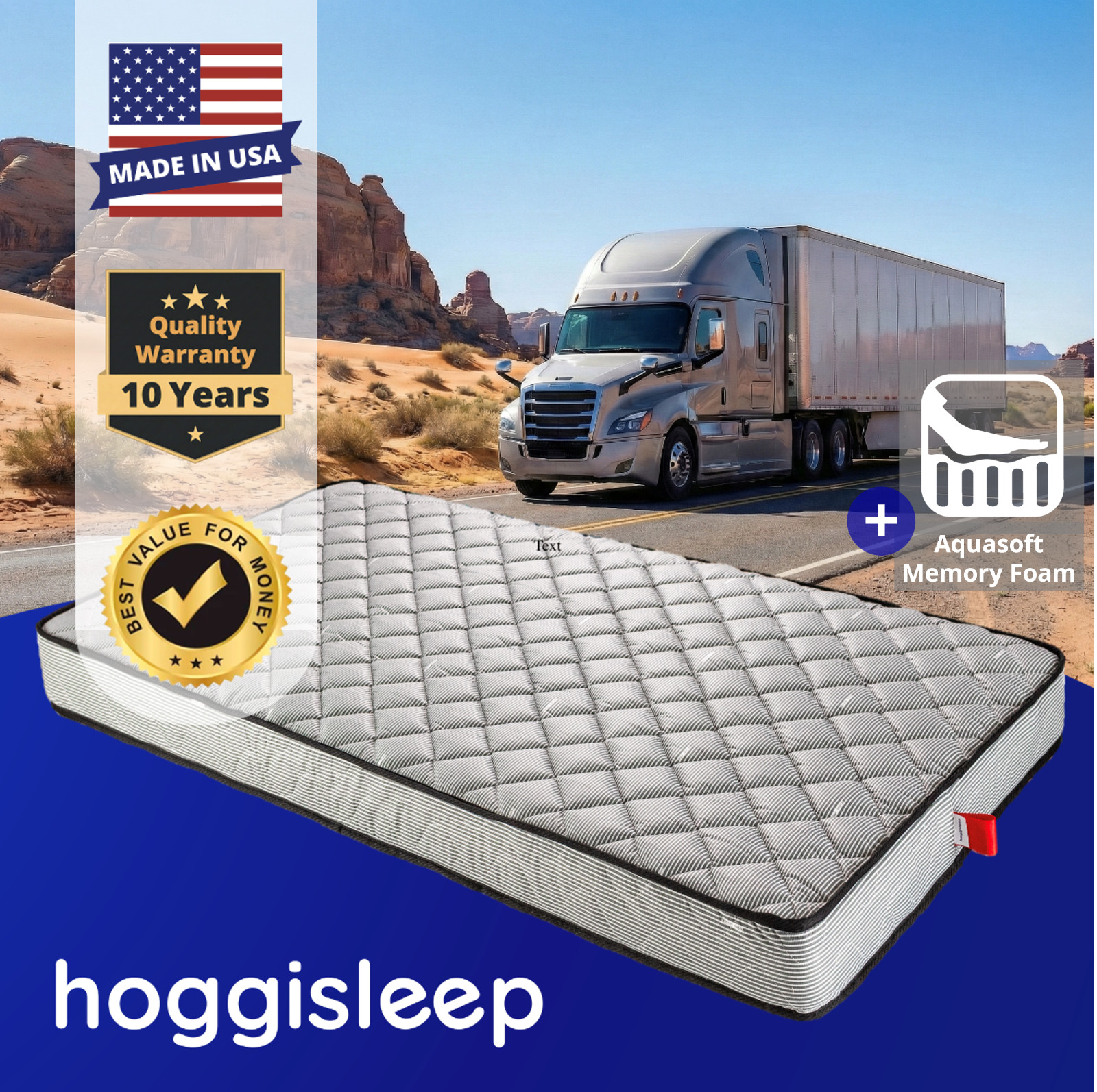 7 Inch Semi Truck Mattress, Memory Foam, Multi-Size, Medium-Firm, hoggisleep NEW gallery