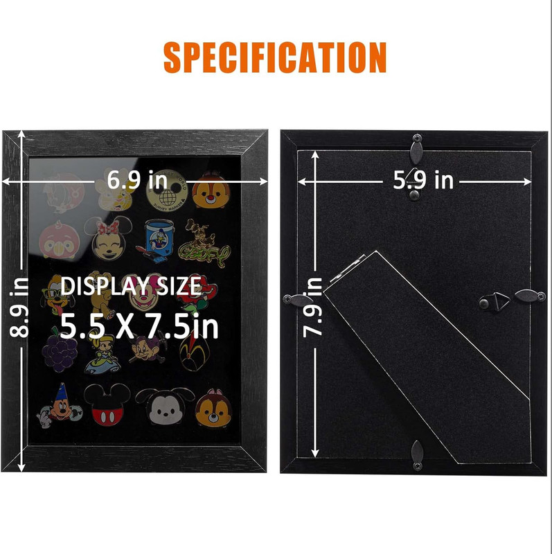Enamel Pin Display Frame, 7X9 Shadow Box for Wall and Tabletop Mount, Pin Collec gallery